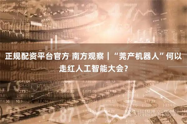 正规配资平台官方 南方观察｜“莞产机器人”何以走红人工智能大会？
